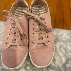 Vionic Brinley Suede Sneakers Size 8.5 Dusty Rose Pink Water Resistant Shoes